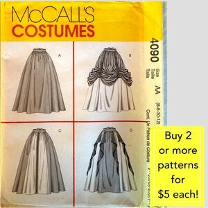 McCall’s 4090 Renaissance Skirts Sewing Pattern Uncut (Misses’ 6-8-10-12)